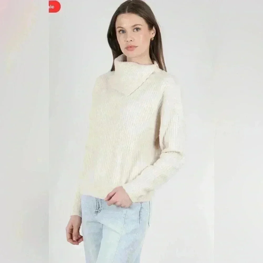 LILLA P Easy Split Collar Sweater, Salt